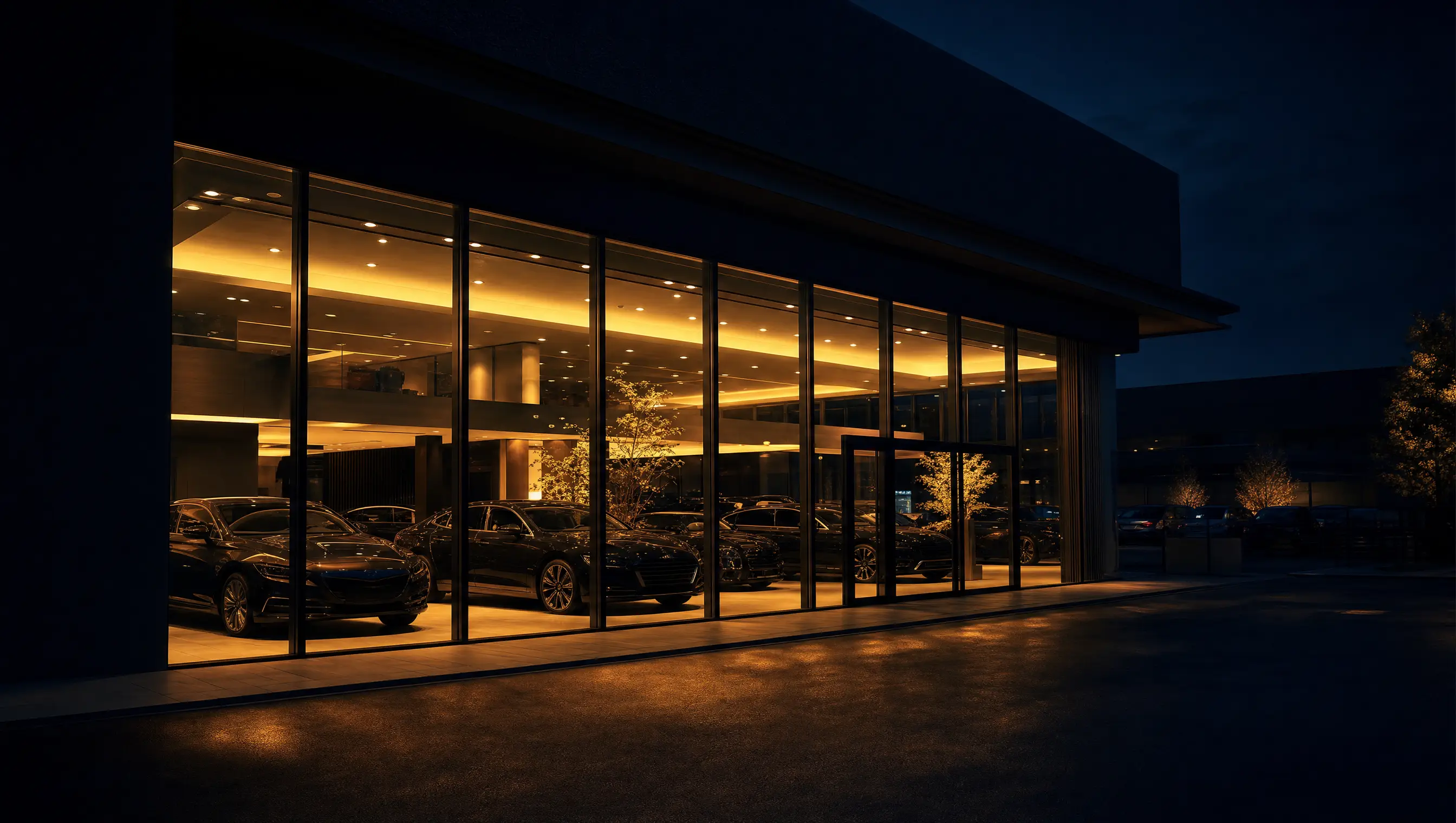 A dealership showroom floor seen from a customer's point of view